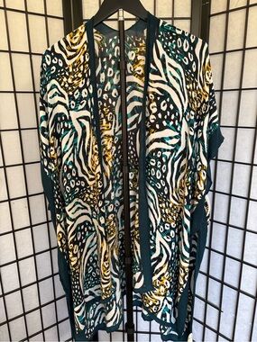 Janice Apparel Abstract‎ Animal Print Kimono Duster OS Boho